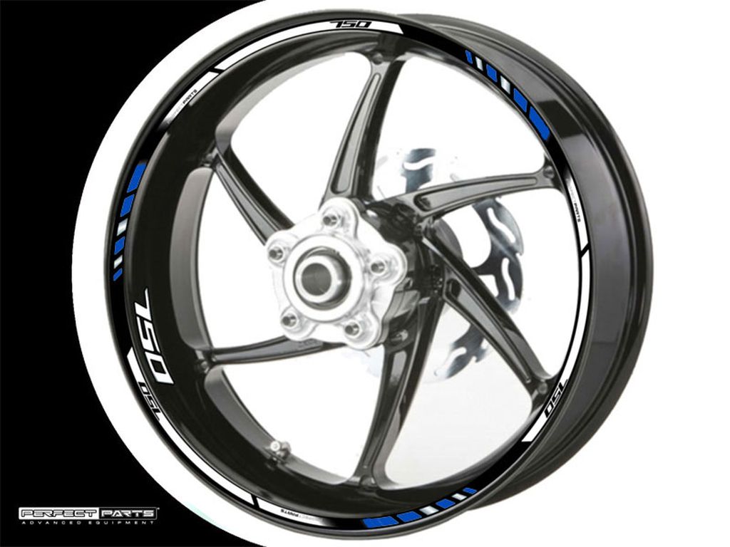 Adesivo bordo cerchio per 750 ccm blu-bianco-cromo Adesivo bordo cerchio per 750 ccm blu-bianco-cromo