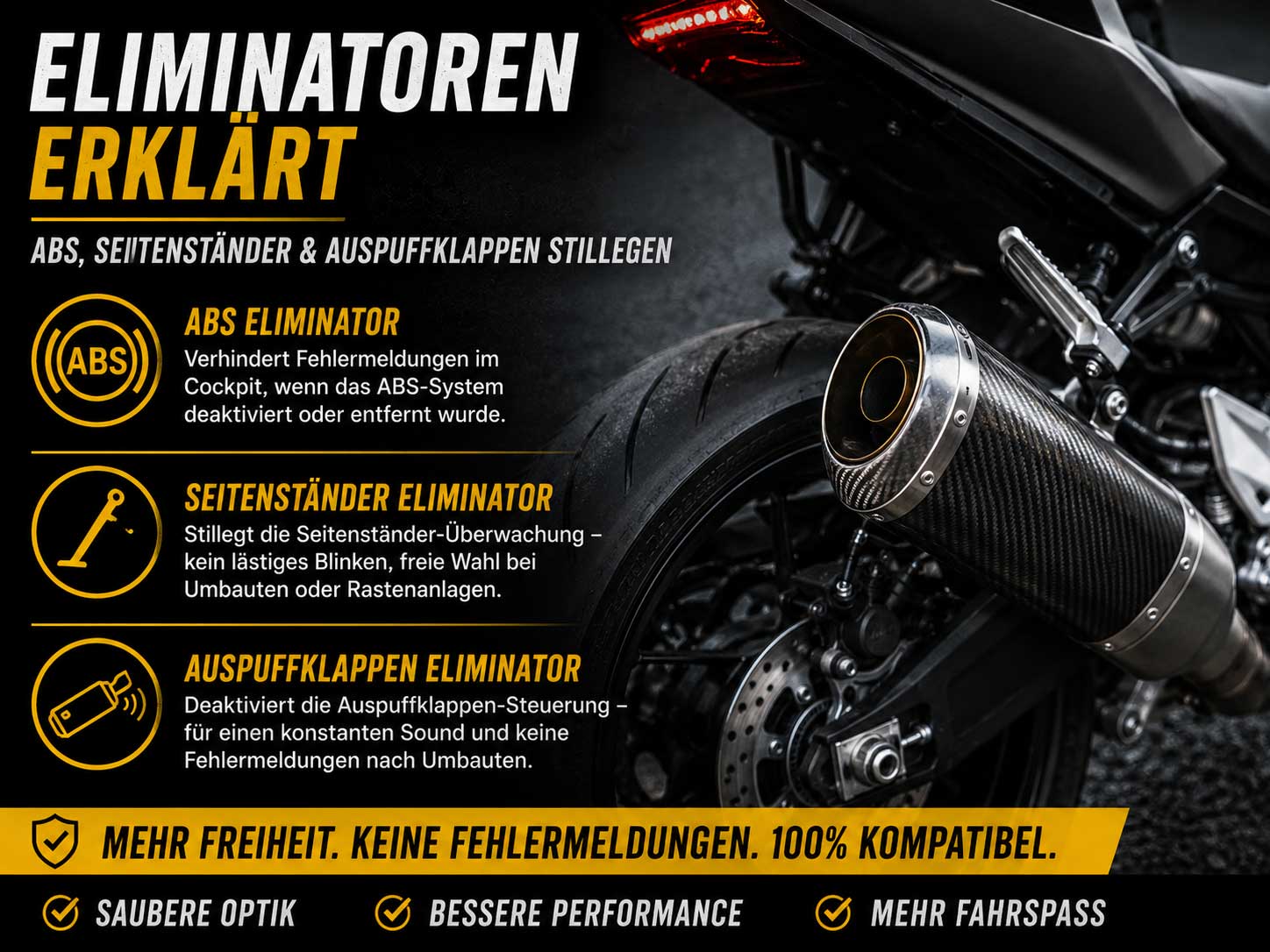Eliminatoren erklärt - ABS, Seitenständer & Auspuffklappen stillegen