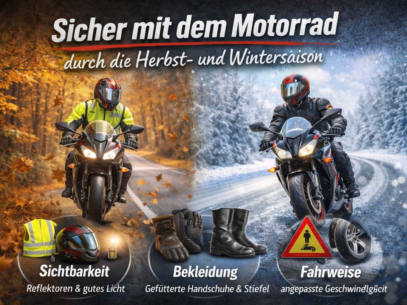 Passer l'automne et l'hiver à moto en toute sécurité Passer l'automne et l'hiver à moto en toute sécurité