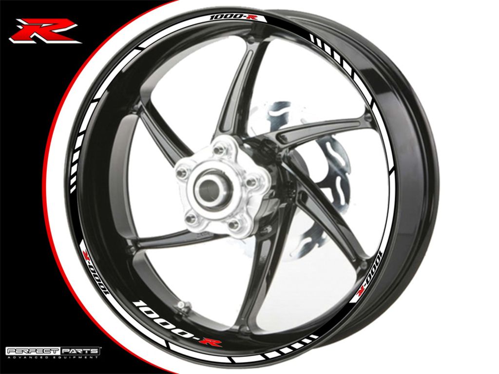 Adesivo bordo cerchio per Suzuki GSX-R 1000 bianco