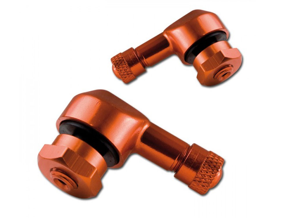 Winkelventile 8,3 mm 90 Grad abgewinkelt mit Ventildeckel orange