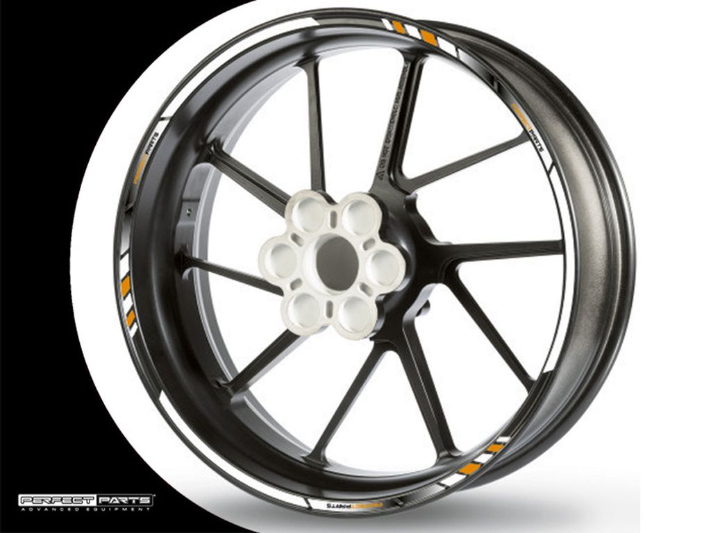 Adesivo bordo cerchio GP Race bianco-oro-nero