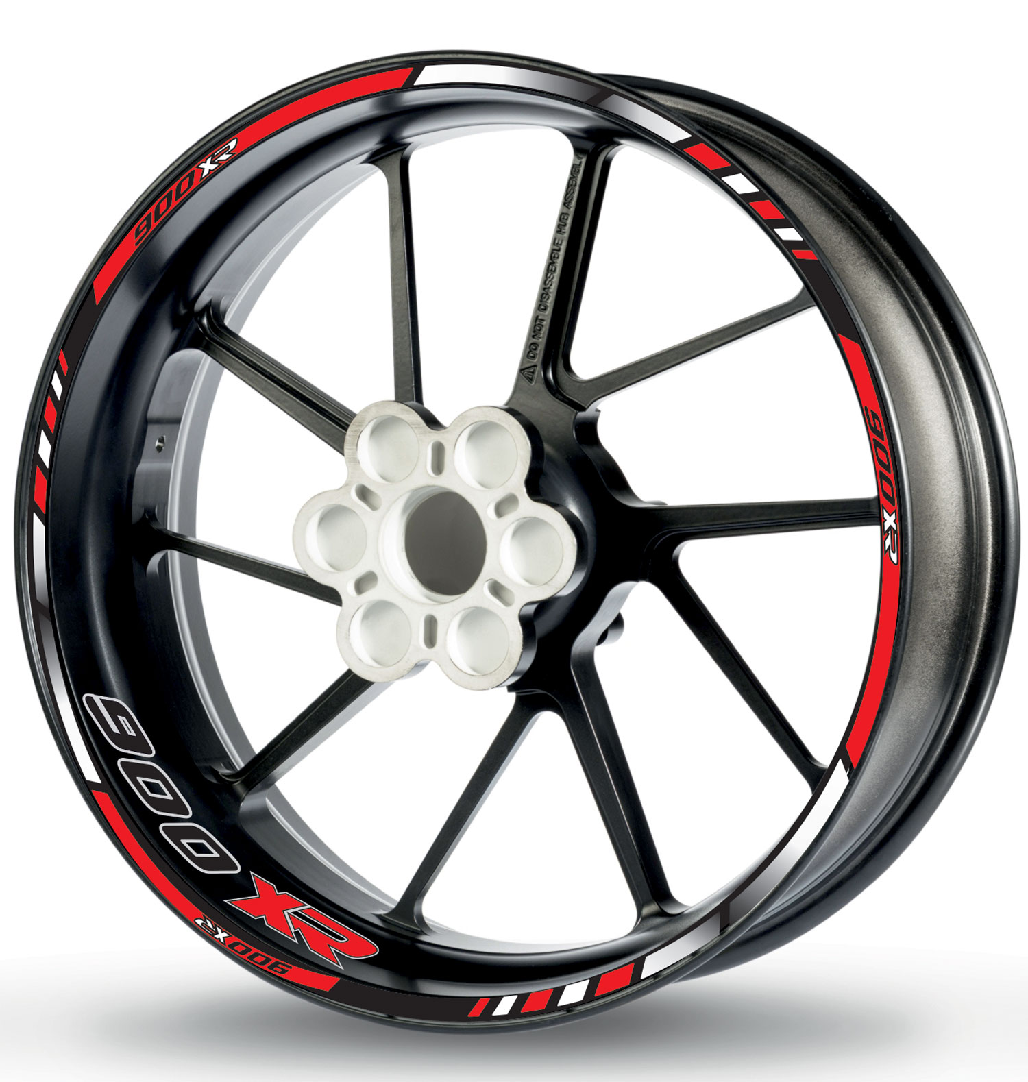 Adesivo per cerchioni per BMW F 900 XR rosso-bianco-nero Adesivo per cerchioni per BMW F 900 XR rosso-bianco-nero