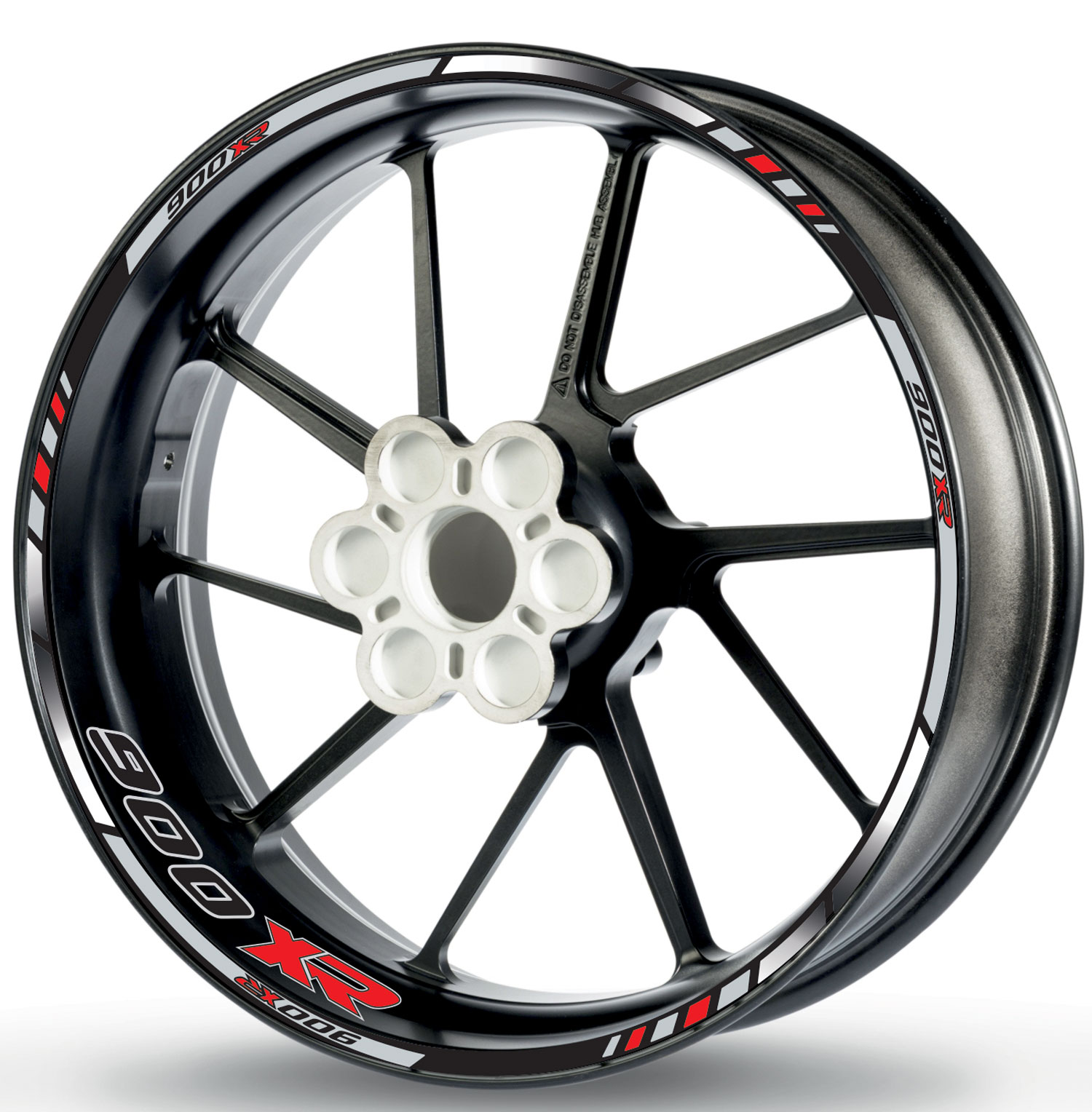 Adesivo per cerchioni per BMW F 900 XR cromo-bianco-rosso Adesivo per cerchioni per BMW F 900 XR cromo-bianco-rosso