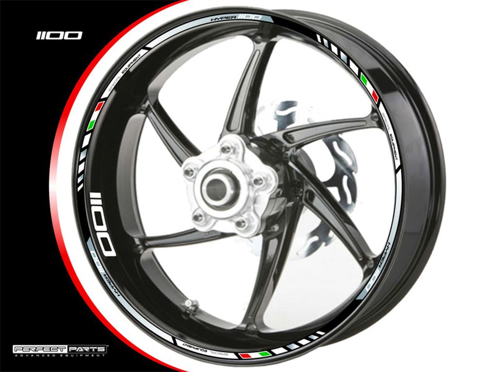 Adesivo bordo cerchio per Ducati Hypermotard 1100 cromato bianco