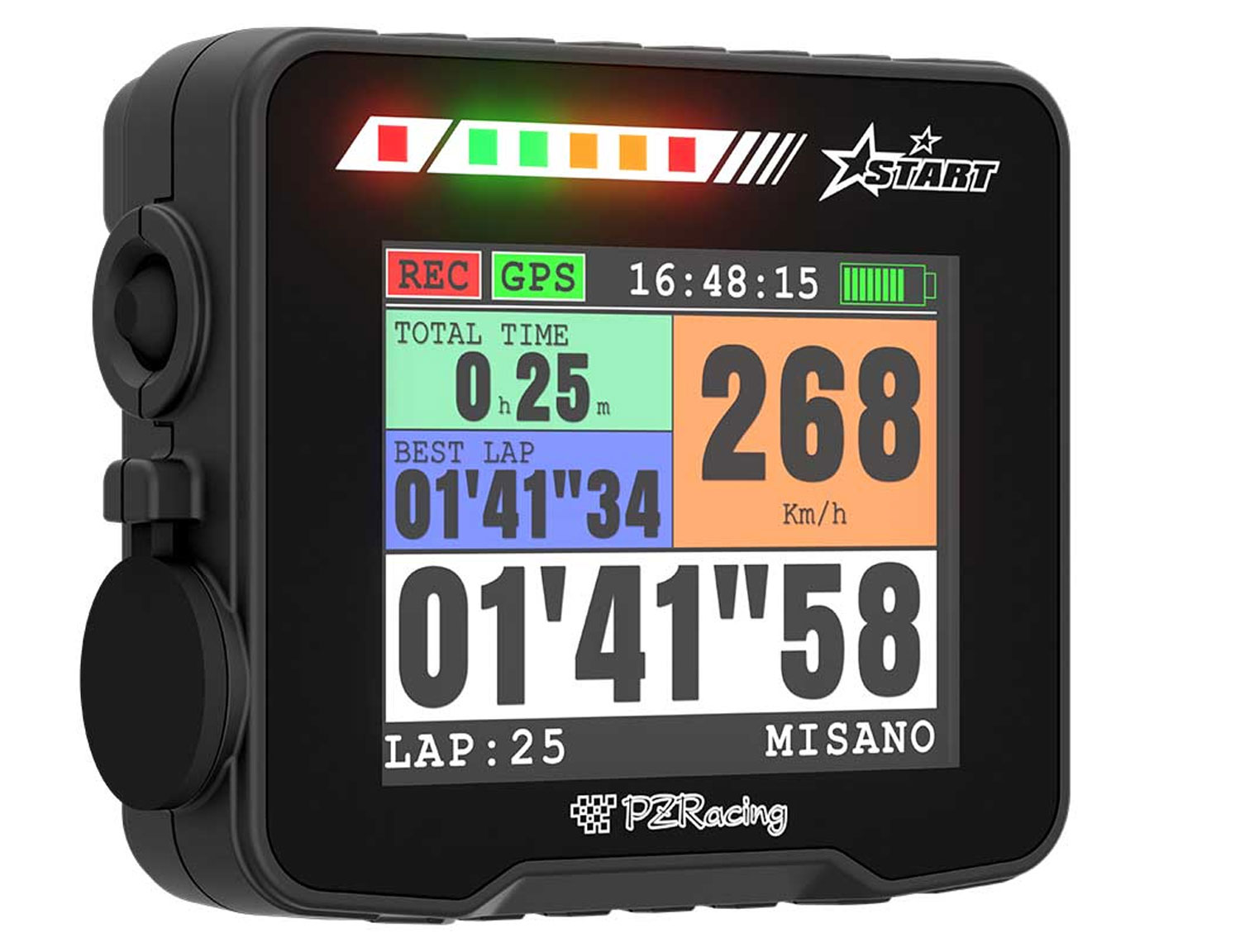Start Next Laptimer GPS con display a colori Acquisizione dati a 50 Hz e connessione app