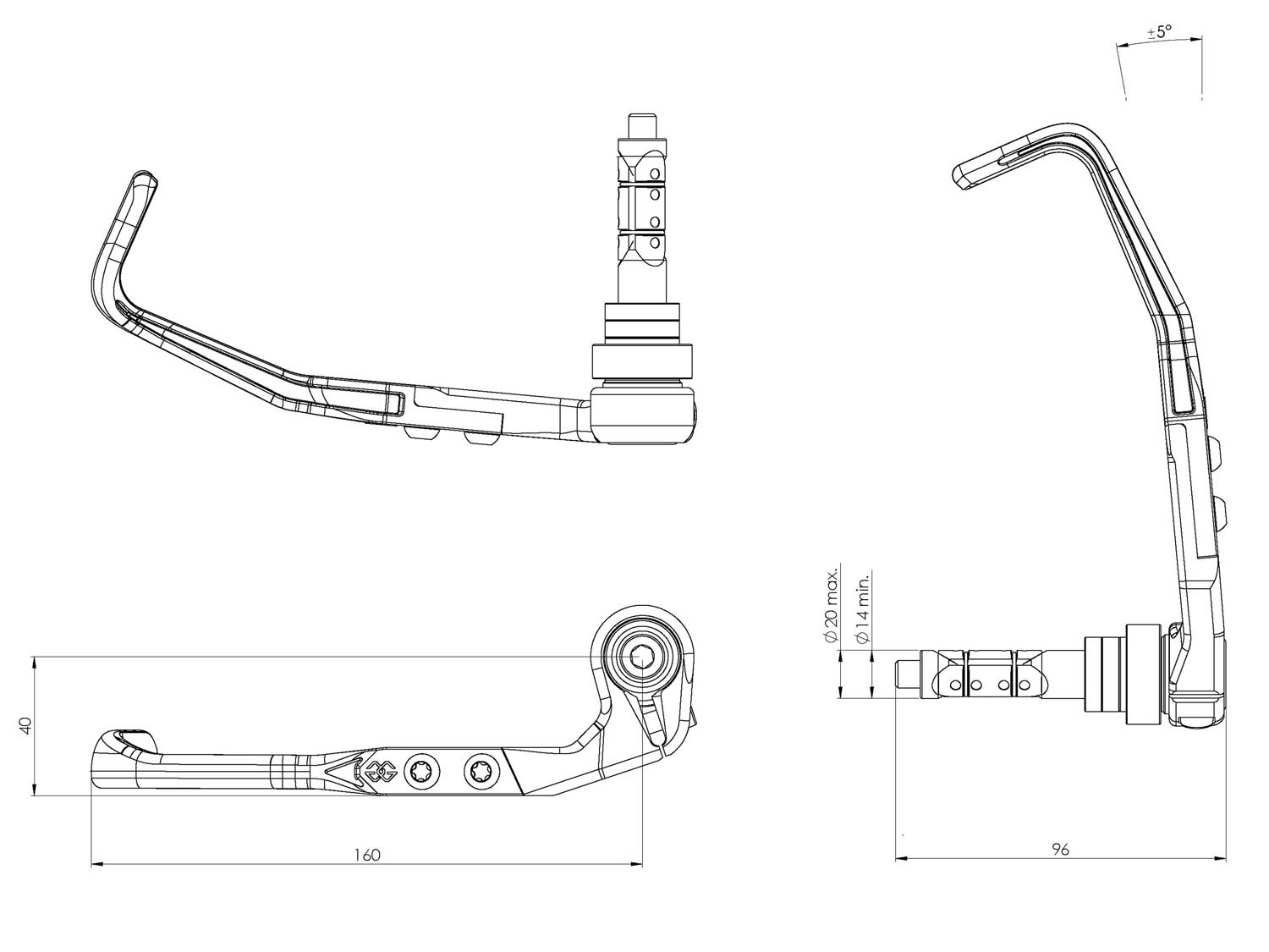Protezione leva frizione KHP2-01 universale 14-20 mm