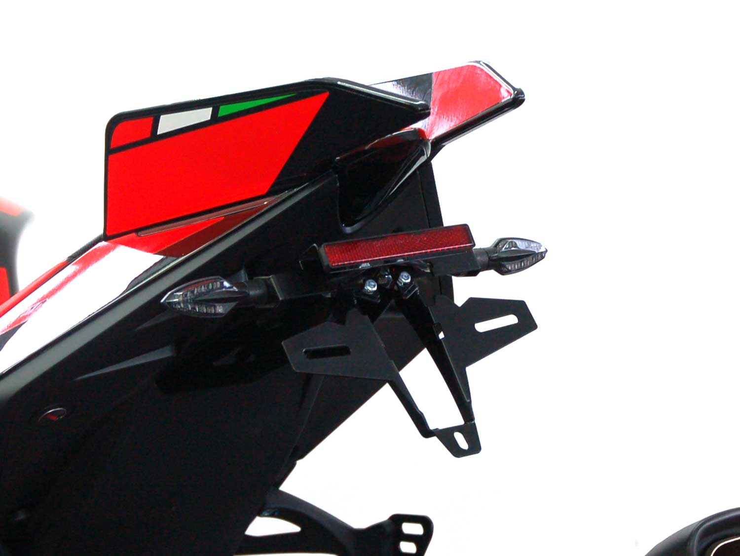 Portatarga IQ5 per Aprilia RSV4 | Tuono V4 (2025-2026) per indicatori di direzione originali Portatarga IQ5 per Aprilia RSV4 | Tuono V4 (2025-2026) per indicatori di direzione originali