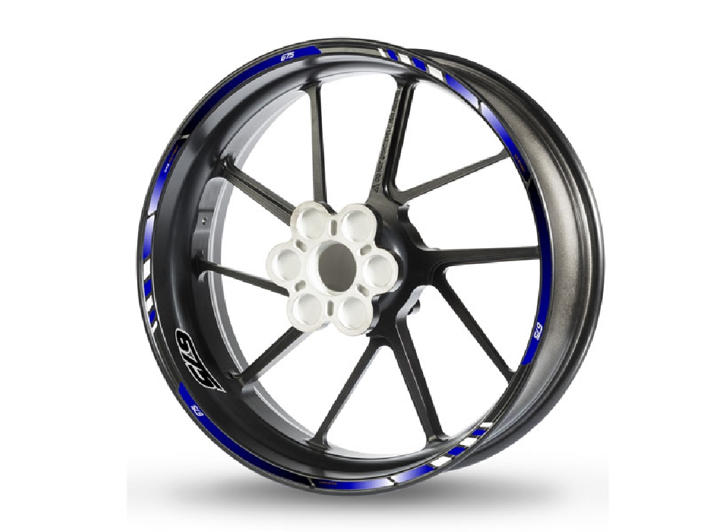 Adesivo sul bordo del cerchio per Triumph Street Triple 675 blu-rosso-cromo 1 Adesivo sul bordo del cerchio per Triumph Street Triple 675 blu-rosso-cromo 1