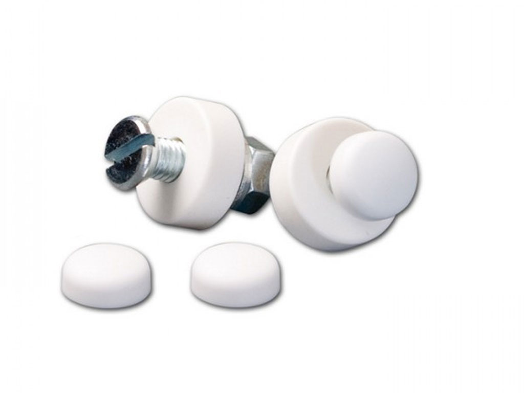 Set di viti per targa 6 pezzi M6x20 con cappuccio bianco Set di viti per targa 6 pezzi M6x20 con cappuccio bianco