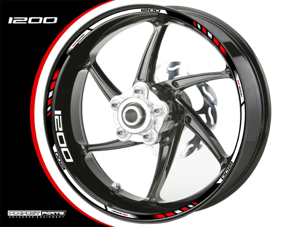 Adesivo per bordo del cerchio per 1200 ccm rosso-cromo