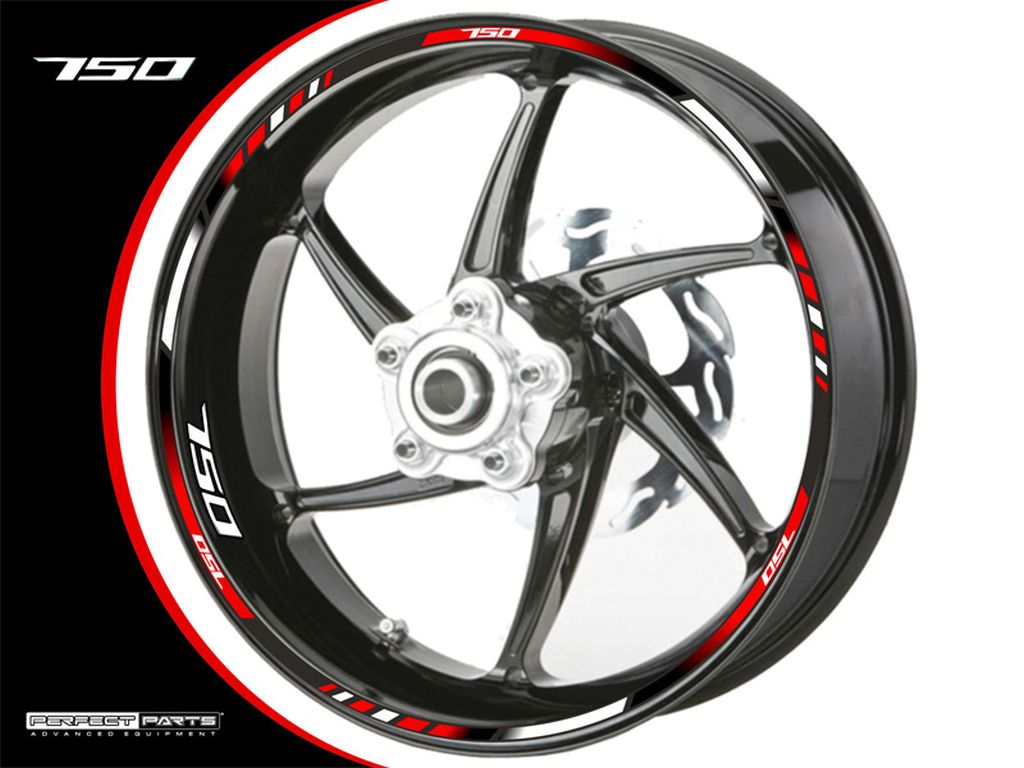Adesivo per bordo del cerchio per 750 ccm rosso-bianco