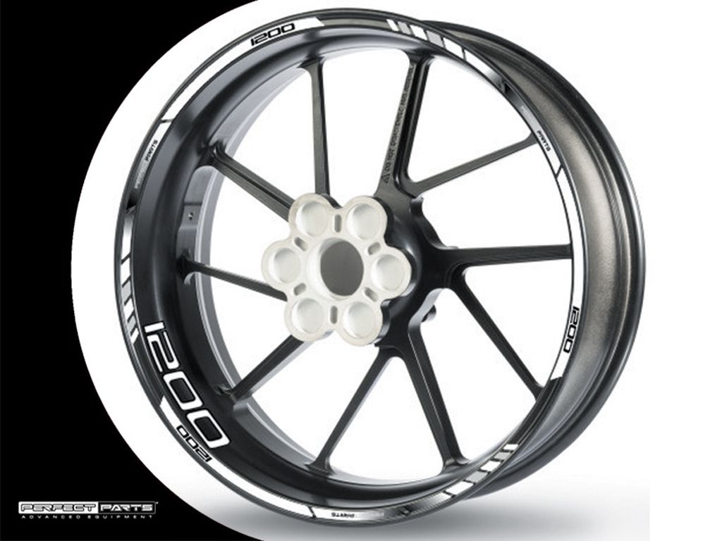 Adesivo bordo cerchio per 1200 ccm bianco-cromo-nero