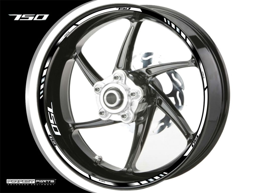 Adesivo bordo cerchio per 750 ccm bianco-cromo-nero Adesivo bordo cerchio per 750 ccm bianco-cromo-nero