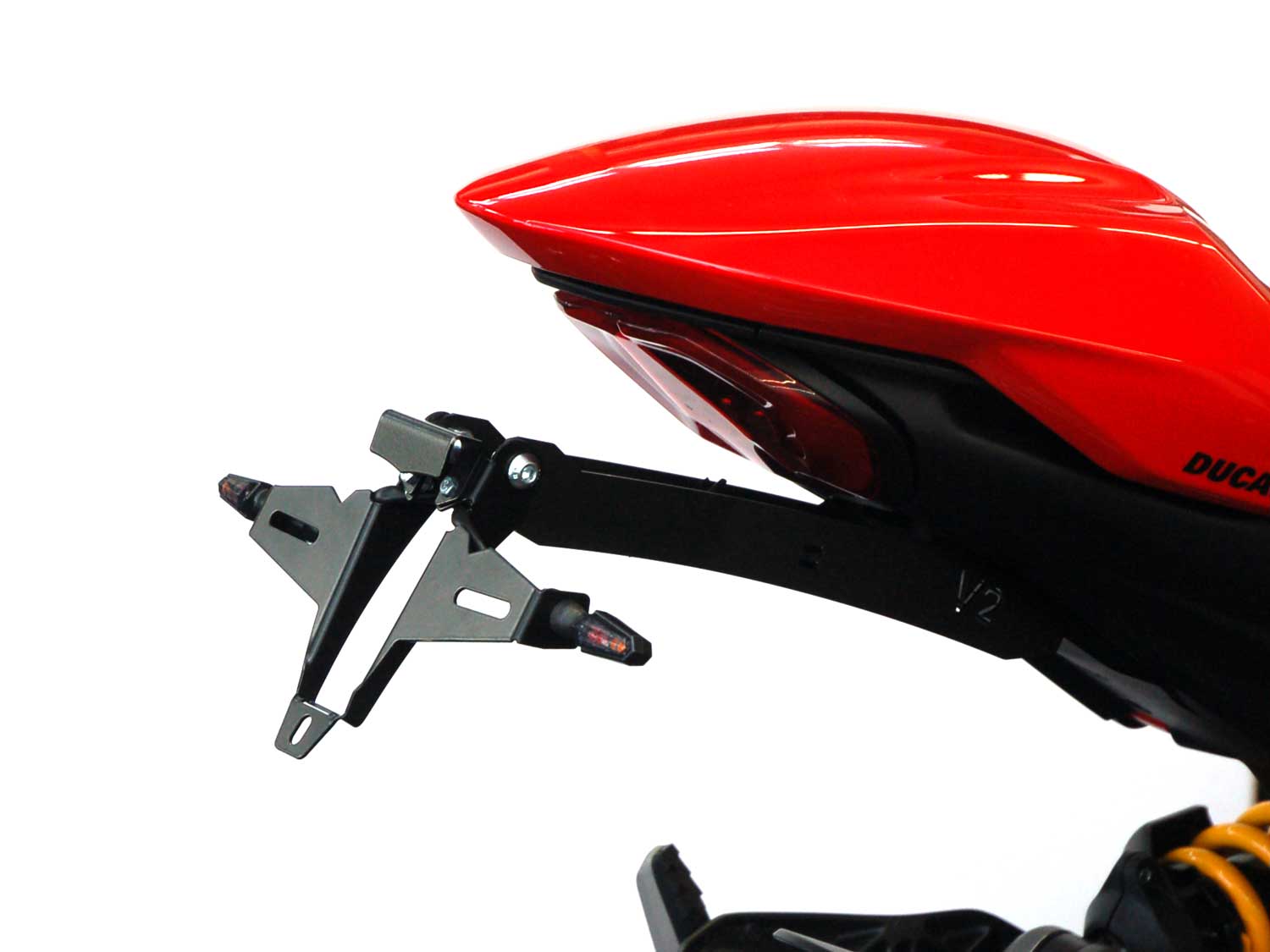 Portatarga IQ1 per Ducati Monster V2 (2026-2027) per indicatori di direzione opzionali