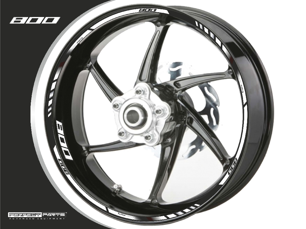 Adesivo bordo cerchio per 800 ccm bianco-cromo-nero