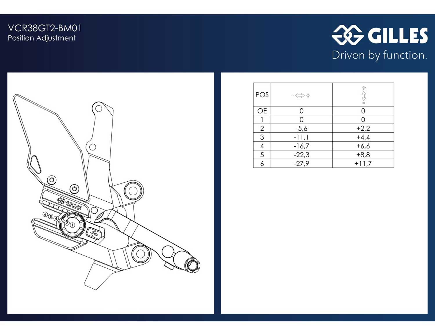 Sistema di poggiapiedi VCR38GT2-BM01 per BMW S1000 XR