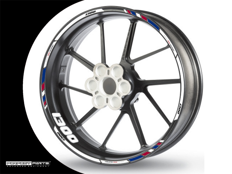 Adesivo bordo cerchio per 1300 ccm bianco-blu-rosso Adesivo bordo cerchio per 1300 ccm bianco-blu-rosso