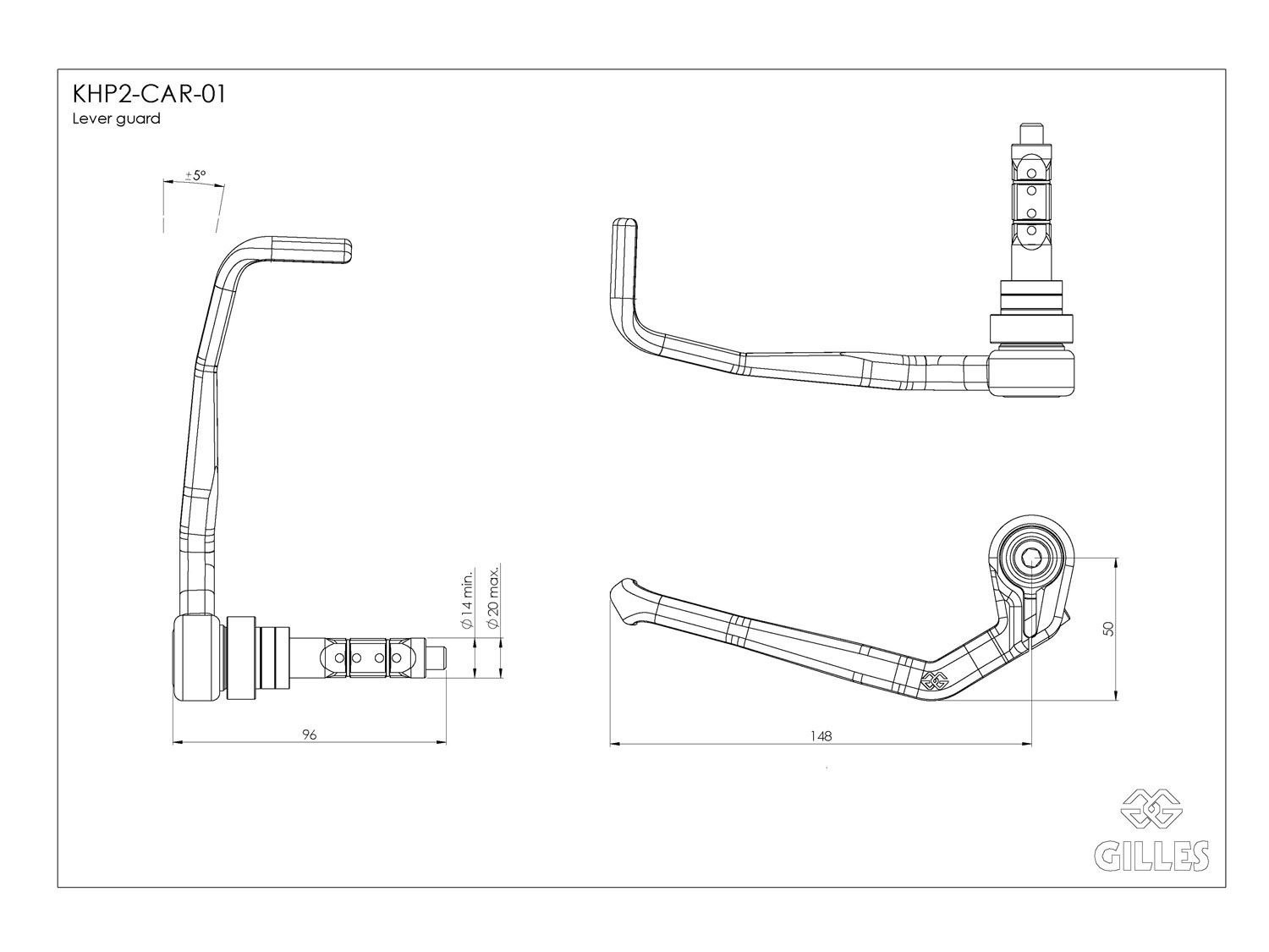 Protezione della leva della frizione in carbonio KHP2-CAR-01