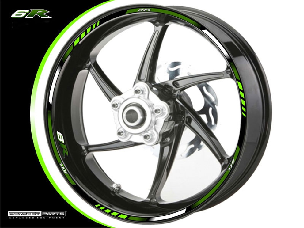 Adesivo bordo cerchio per Kawasaki ZX-6R verde-bianco-scuro Adesivo bordo cerchio per Kawasaki ZX-6R verde-bianco-scuro