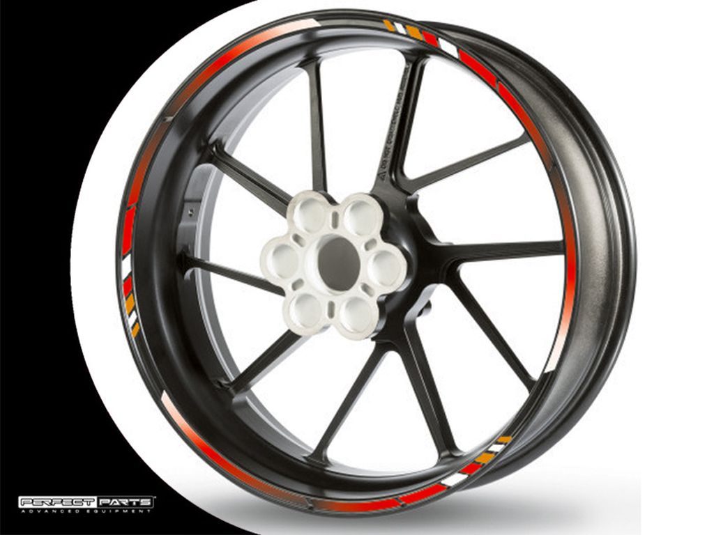 Adesivo bordo cerchio GP Race bianco-rosso-oro