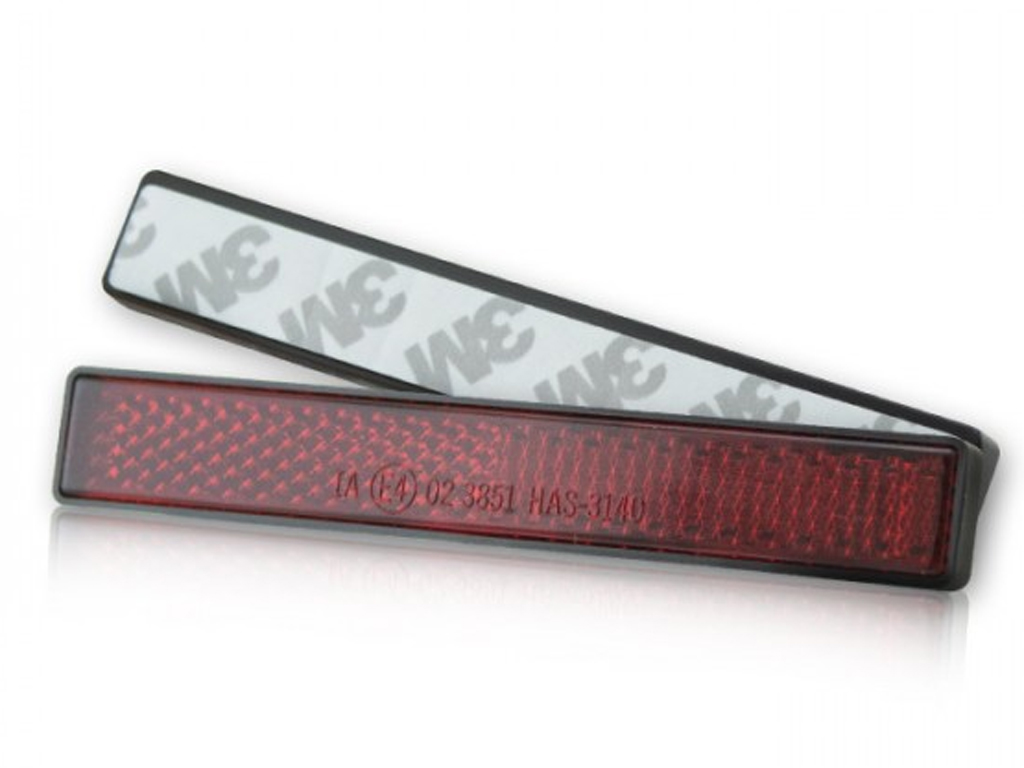 Riflettore 100x13 mm rettangolare rosso autoadesivo