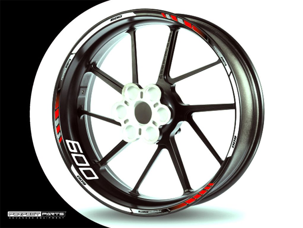 Adesivo bordo cerchio per 600 ccm rosso-bianco-nero