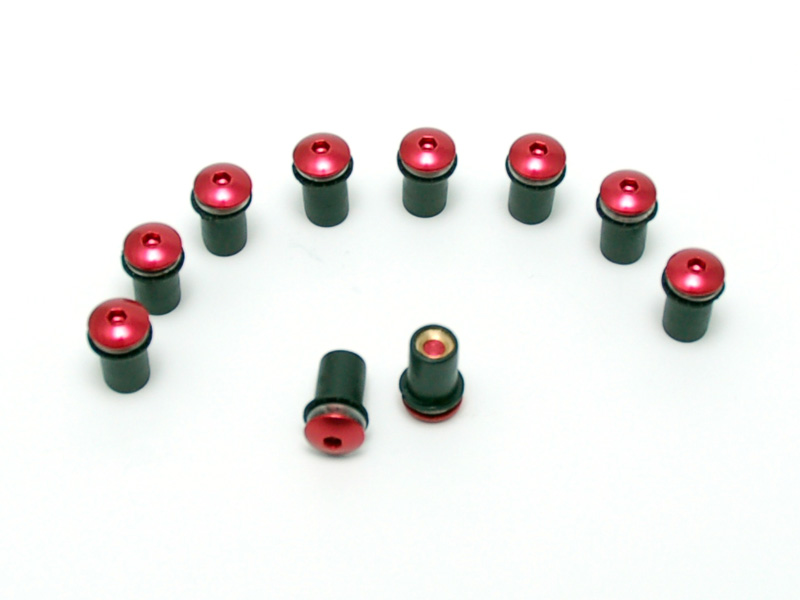 Schrauben Set mit Gummimutter 10 Stk M5 x15 mm rot Schrauben Set mit Gummimutter 10 Stk M5 x15 mm rot