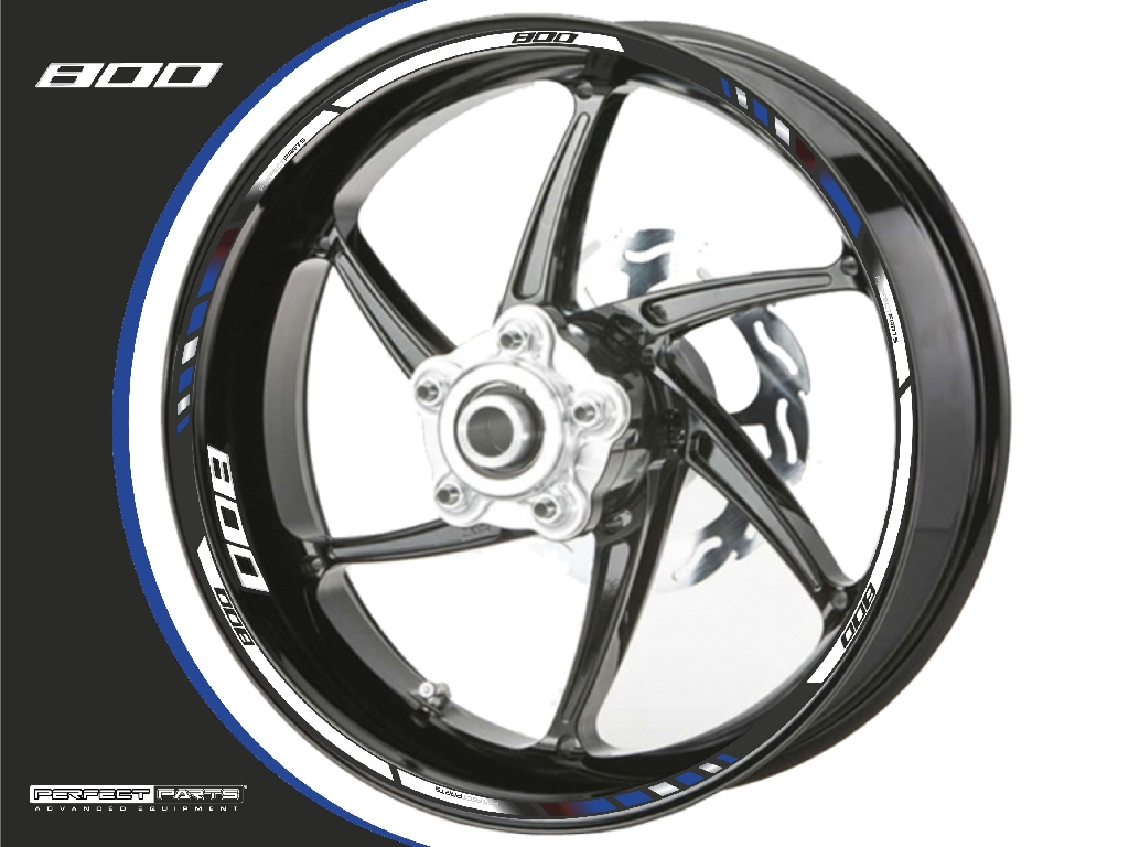 Adesivo bordo cerchio per 800 ccm blu-bianco-cromo Adesivo bordo cerchio per 800 ccm blu-bianco-cromo
