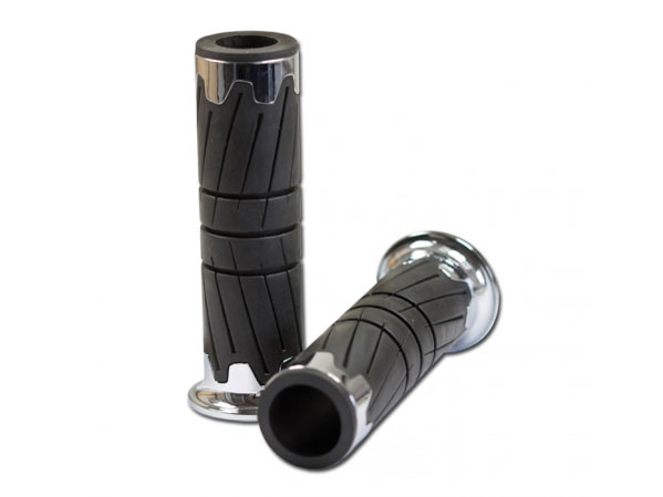 Griffgummi Griffe Lenkergriffe Glossy offen schwarz-chrom Griffgummi Griffe Lenkergriffe Glossy offen schwarz-chrom