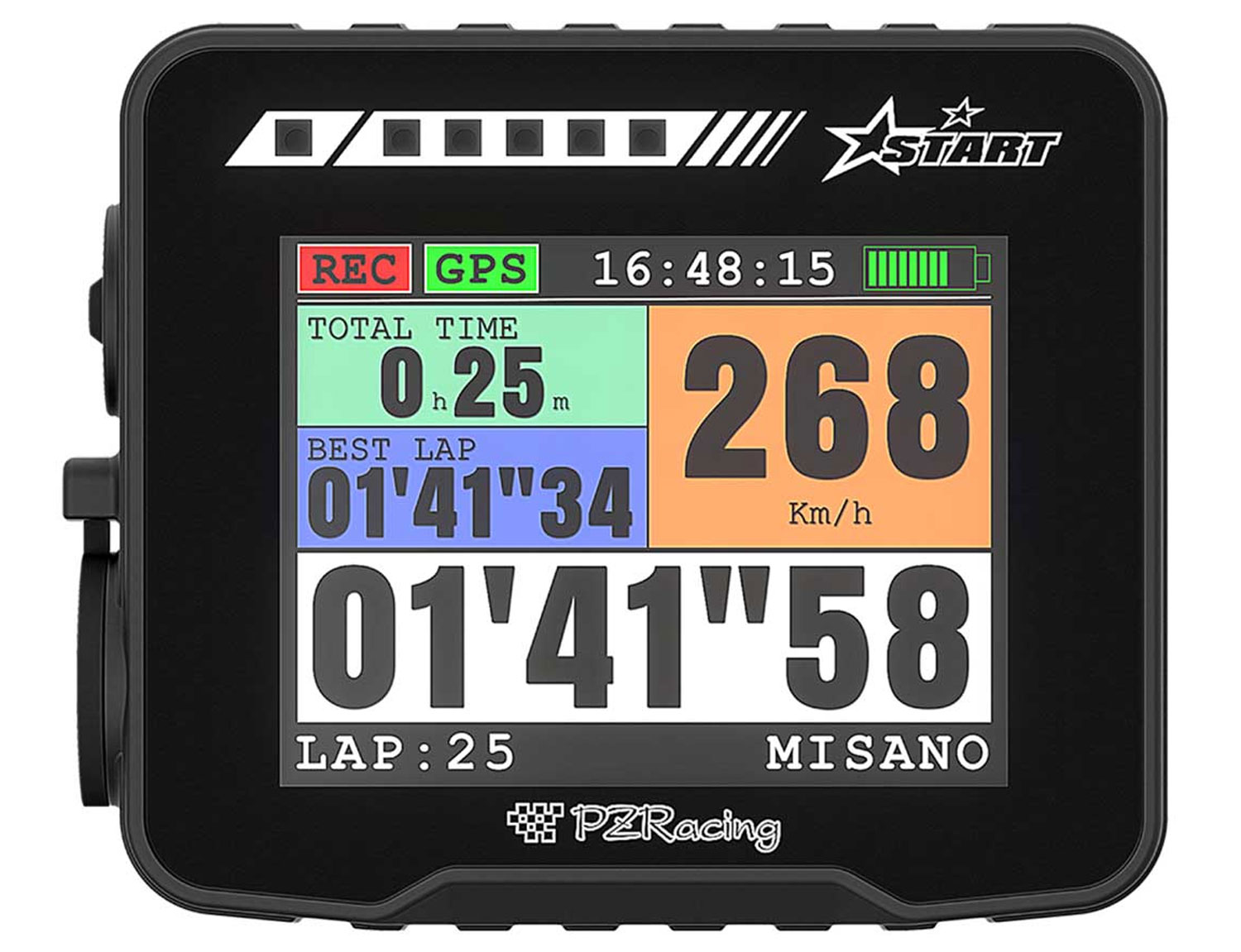 Start Next Laptimer GPS con display a colori Acquisizione dati a 50 Hz e connessione app Start Next Laptimer GPS con display a colori Acquisizione dati a 50 Hz e connessione app
