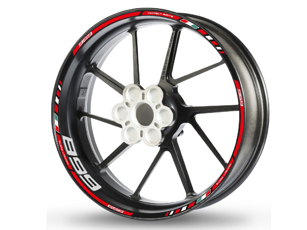 Adesivo bordo cerchio per Ducati Panigale 959 rosso-cromo-opaco Adesivo bordo cerchio per Ducati Panigale 959 rosso-cromo-opaco