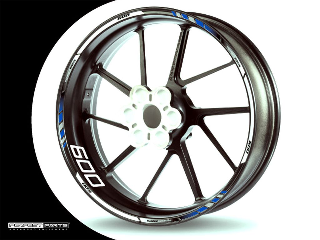 Adesivo bordo cerchio per 600 ccm blu-bianco-cromo