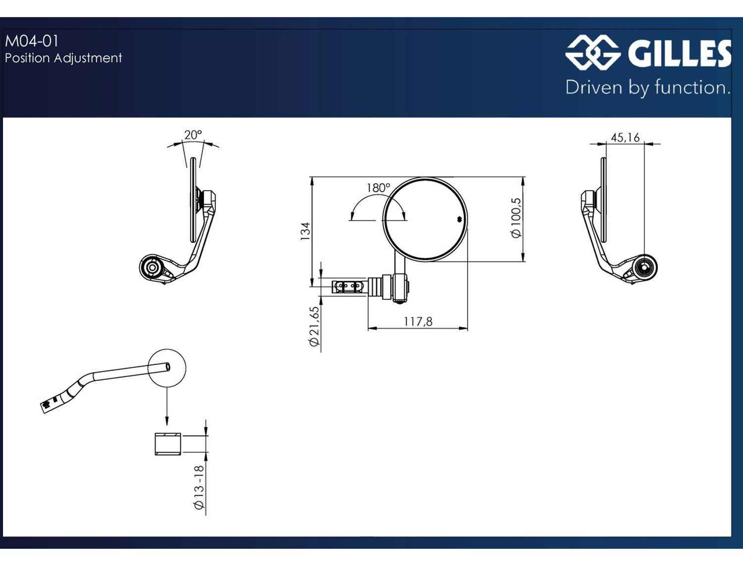 Specchietti per manubrio MOON M04-01-BD