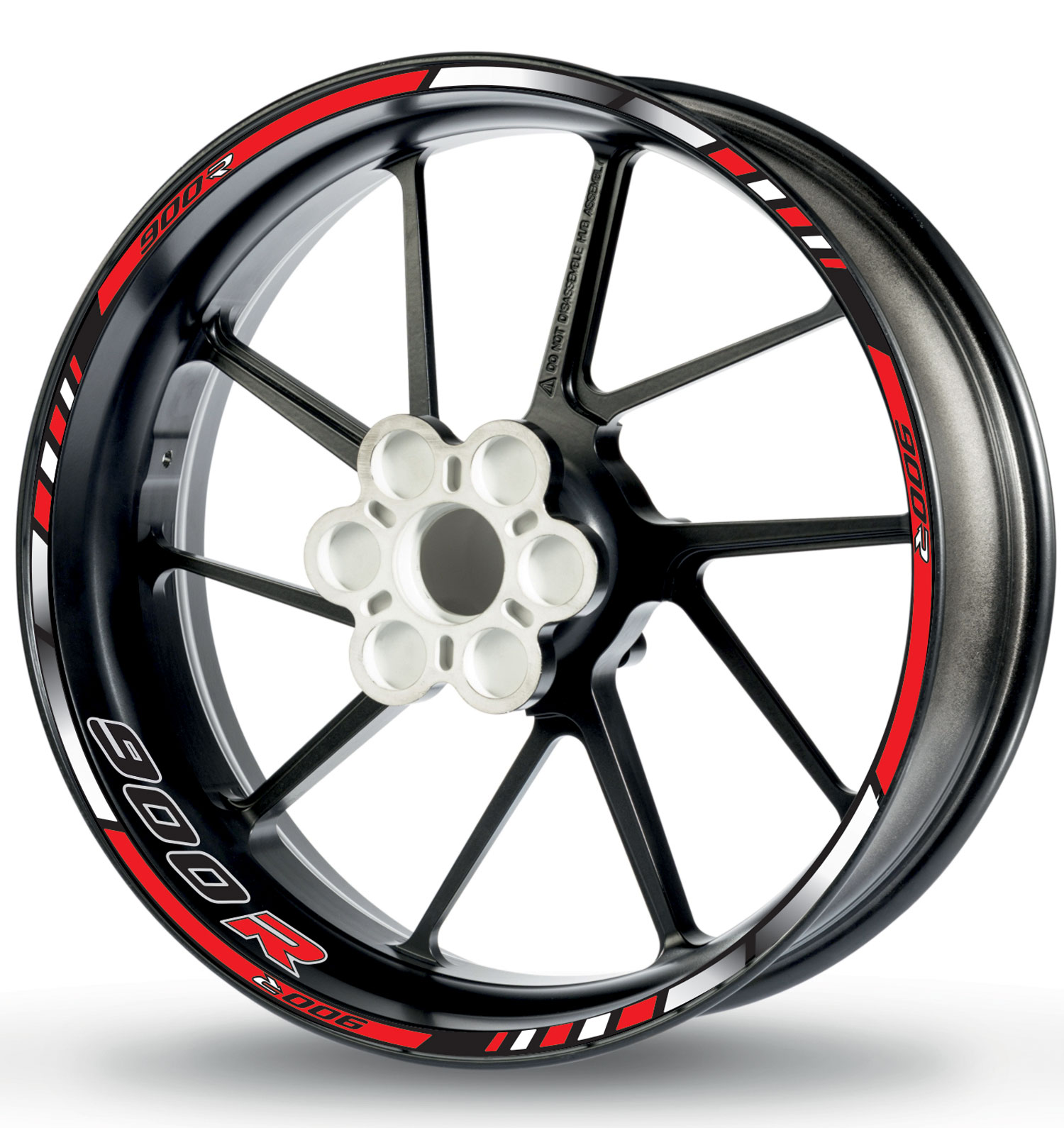 Adesivo per cerchioni per BMW F 900 R rosso-bianco-nero Adesivo per cerchioni per BMW F 900 R rosso-bianco-nero