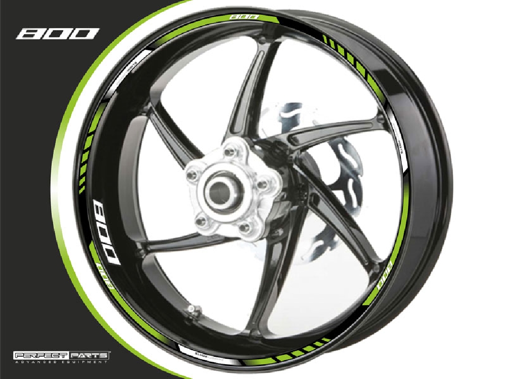 Adesivo per bordo del cerchio per 800 ccm verde-bianco-nero Adesivo per bordo del cerchio per 800 ccm verde-bianco-nero