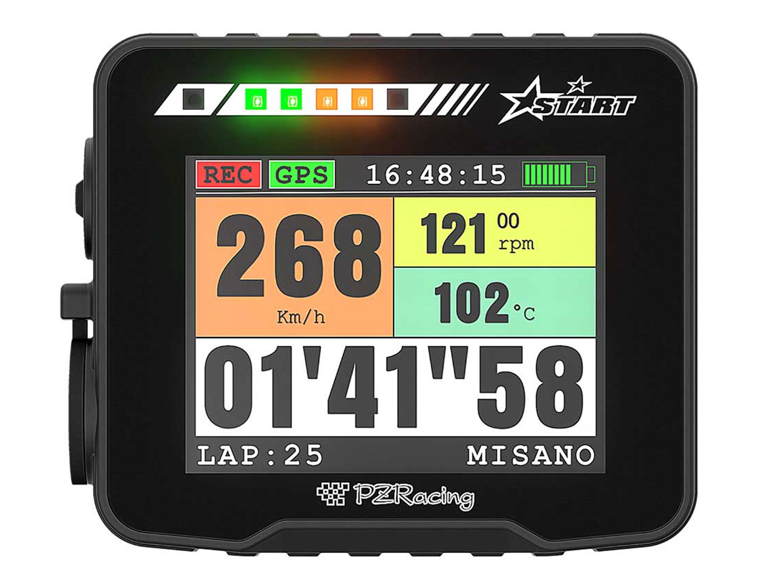 Start Next Laptimer GPS con display a colori Acquisizione dati a 50 Hz e connessione app