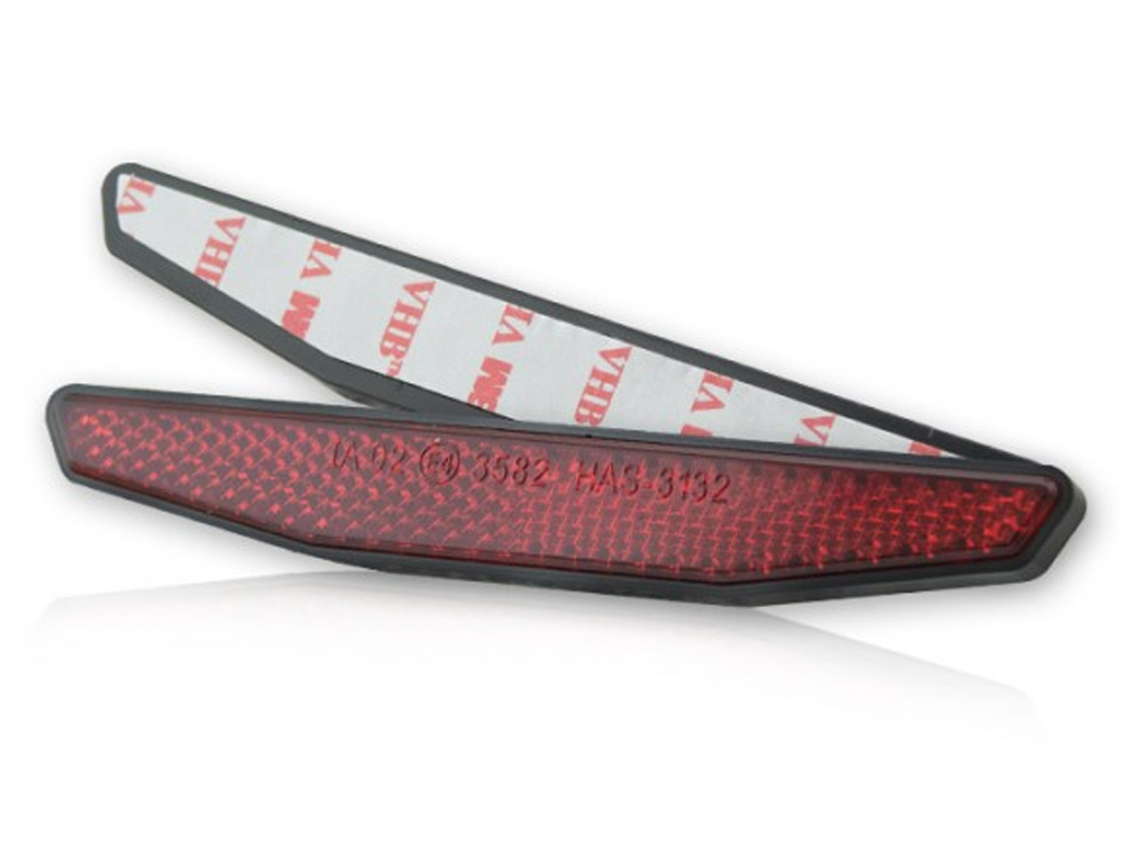 Riflettore 125x18 a 6 angoli rosso autoadesivo