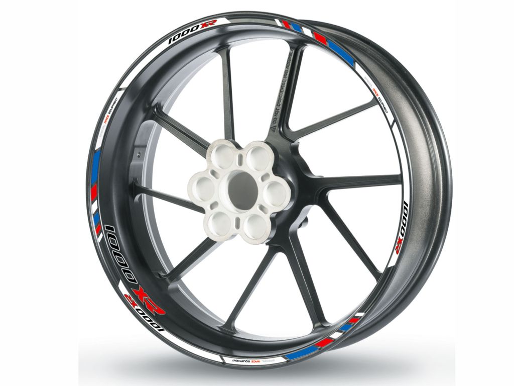 Adesivo bordo cerchione per BMW S1000XR bianco-blu-rosso-cromo Adesivo bordo cerchione per BMW S1000XR bianco-blu-rosso-cromo