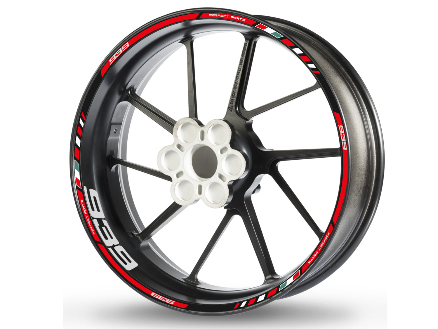 Adesivo bordo cerchio per Ducati Hypermotard Hyperstrada 939 rosso-bianco