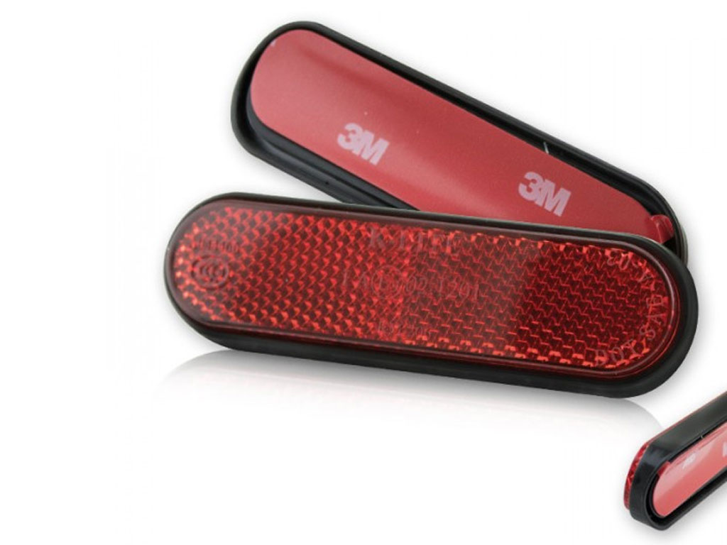 Riflettore a forcella EURO4 90x24 mm rosso autoadesivo arrotondato