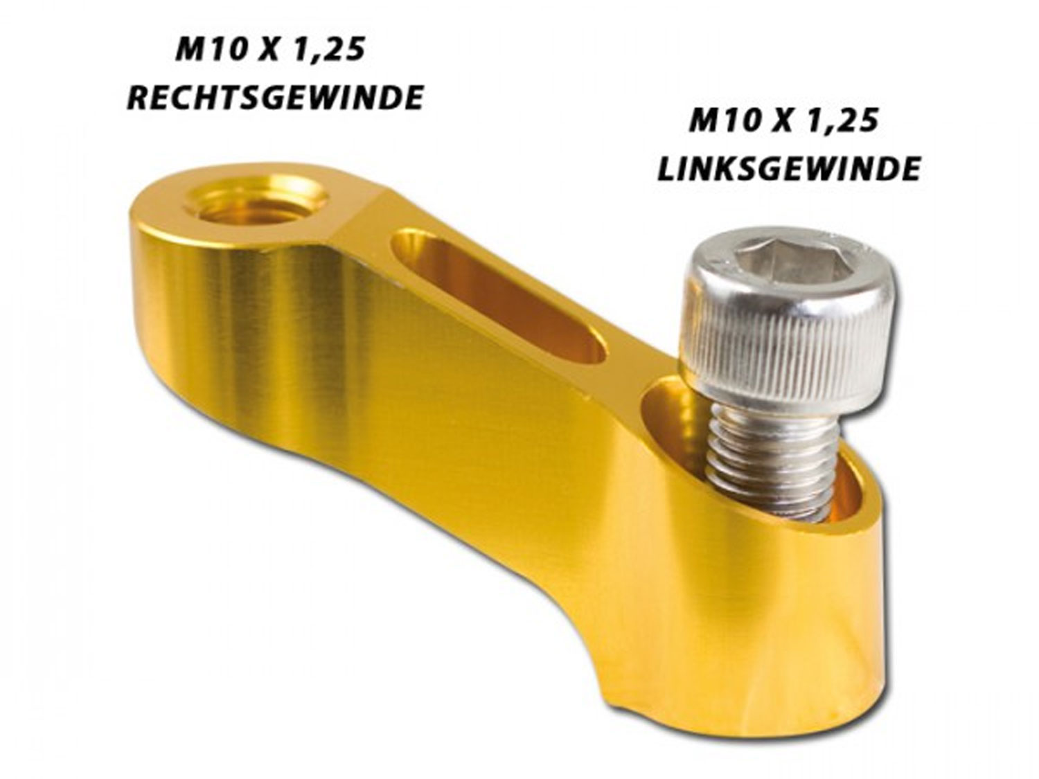 Spiegel Verlängerung Lenkerausleger M10x1.25 Linksgewinde gold