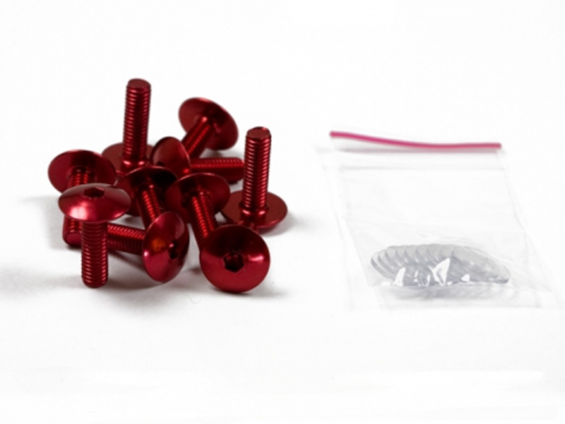 Schrauben Set mit Nylonscheiben 10 Stk M6 x 20 mm rot Schrauben Set mit Nylonscheiben 10 Stk M6 x 20 mm rot