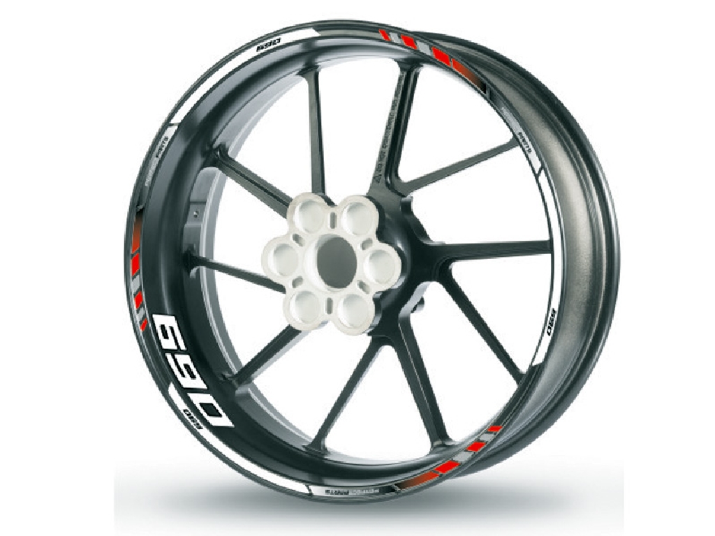 Adesivo per bordo del cerchio per KTM 690 rosso-bianco-nero Adesivo per bordo del cerchio per KTM 690 rosso-bianco-nero