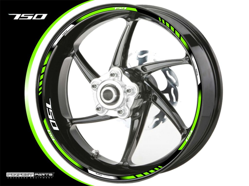 Adesivo bordo cerchio per 750 ccm verde-bianco-cromo Adesivo bordo cerchio per 750 ccm verde-bianco-cromo