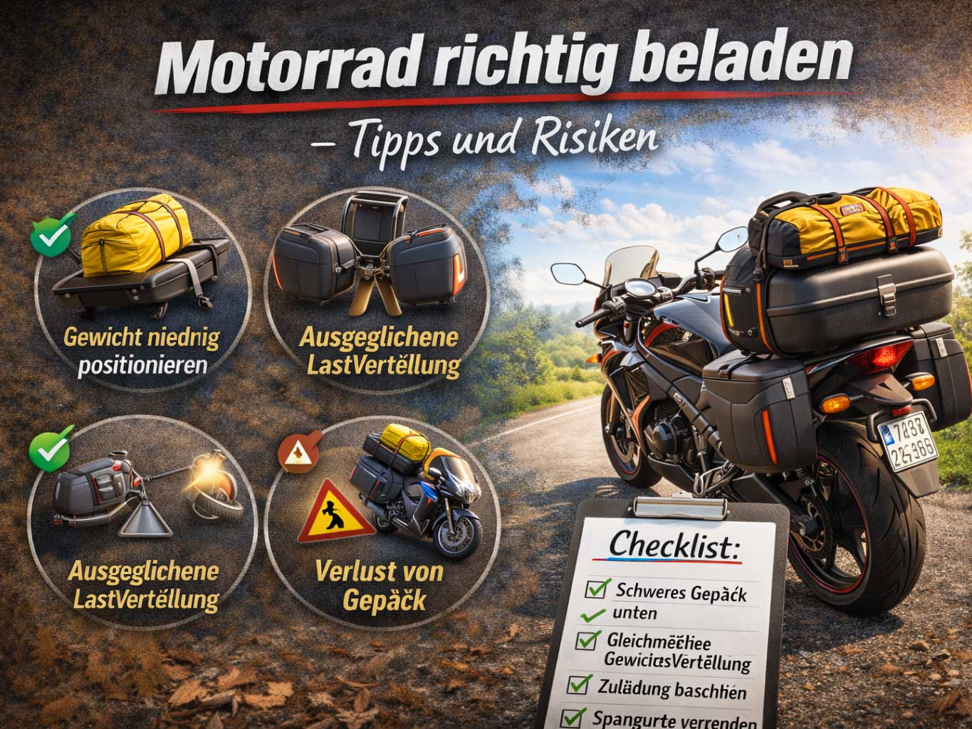 Bien charger sa moto - conseils et risques Bien charger sa moto - conseils et risques