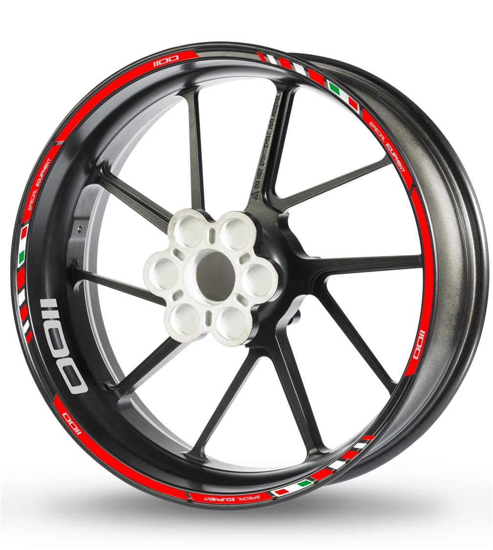 Adesivo bordo cerchio per 1100 ccm rosso-bianco-cromo