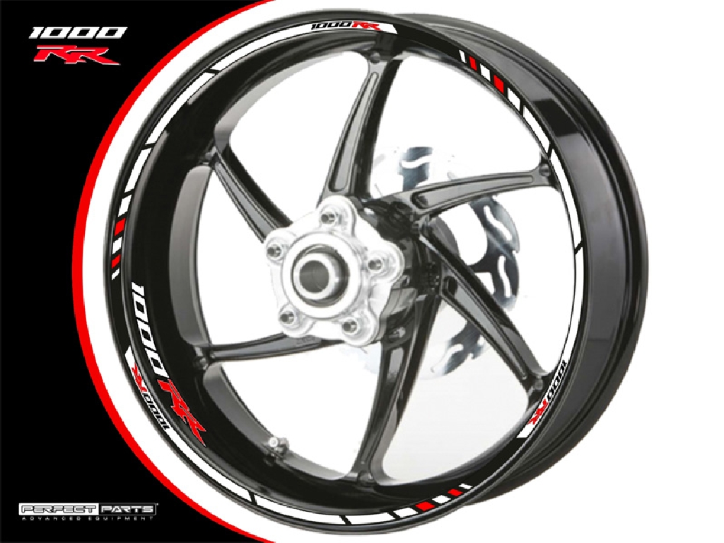 Adesivo bordo cerchione per Honda CBR1000RRR bianco-rosso Adesivo bordo cerchione per Honda CBR1000RRR bianco-rosso