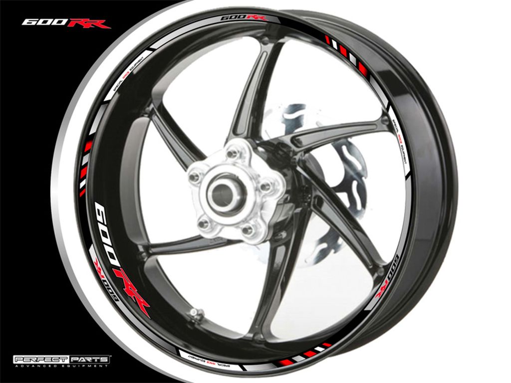 Adesivo bordo cerchio per Honda CBR600RRR cromo-bianco-rosso Adesivo bordo cerchio per Honda CBR600RRR cromo-bianco-rosso