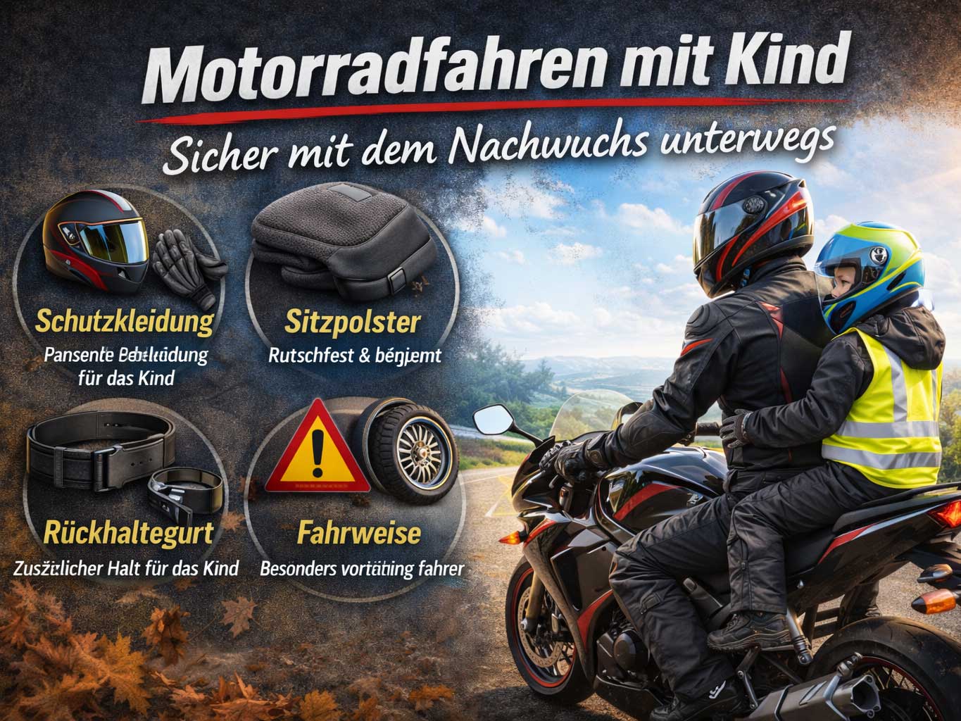 Faire de la moto avec un enfant : rouler en toute sécurité avec sa progéniture Faire de la moto avec un enfant : rouler en toute sécurité avec sa progéniture